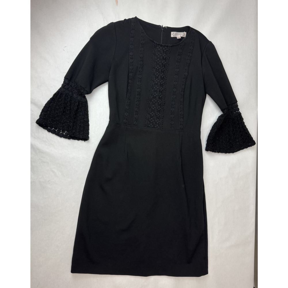Witchy Nanette Lepore Bell Sleeve Black Sheath Dress Cocktail Gothic Cocktail 4